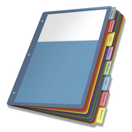 Cardinal Index Divider 8 Tab, Single Pocket, Assorted Colors, Pk4 84017